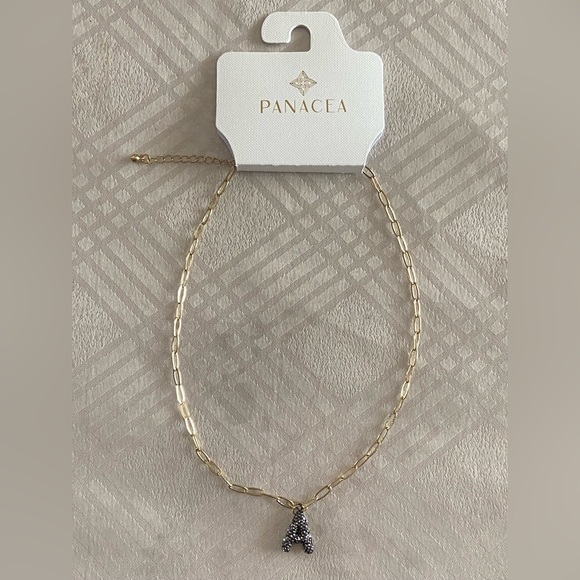 PANACEA 14K Gold Plated Paper Clip Chain Luxe Initial Necklace Letter A - Picture 2 of 10